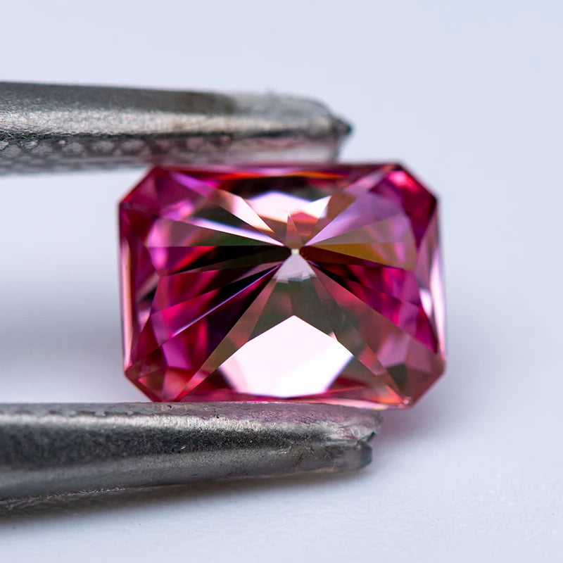 Loose Moissanite Stone. Pink Color. Radiant Cut. 0.50 To 5.0 Carat.