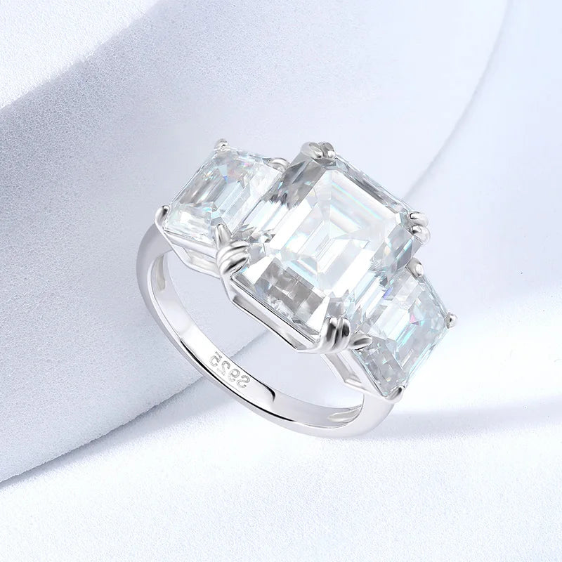 Shop Moissanite Engagement Rings. 12.0 Carat. Emerald Cut.