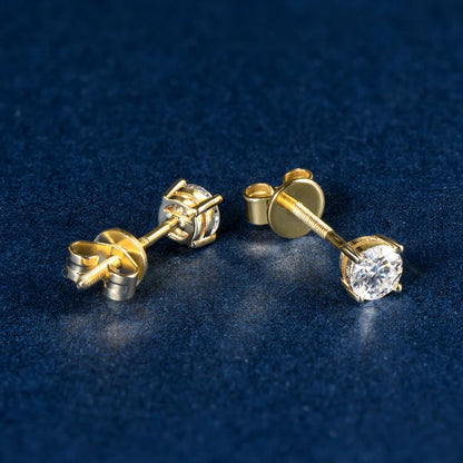 Gold Moissanite Stud Earrings. 4mm Moissanite Earrings.