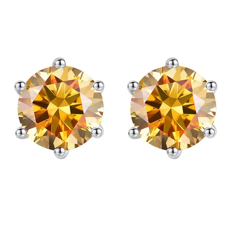 Colored Moissanite Stud Earrings. 1.0 To 4.0 Carat. With Certificate.