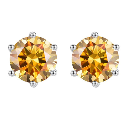 Colored Moissanite Stud Earrings. 1.0 To 4.0 Carat. With Certificate.