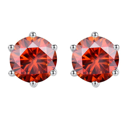 Colored Moissanite Stud Earrings. 1.0 To 4.0 Carat. With Certificate.