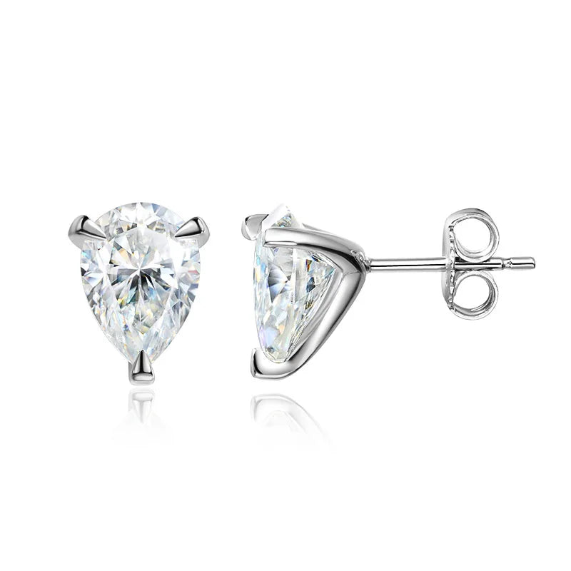 Pear Shape Moissanite Earrings - 0.50ct to 2.0ct, 18K Gold Plated.
