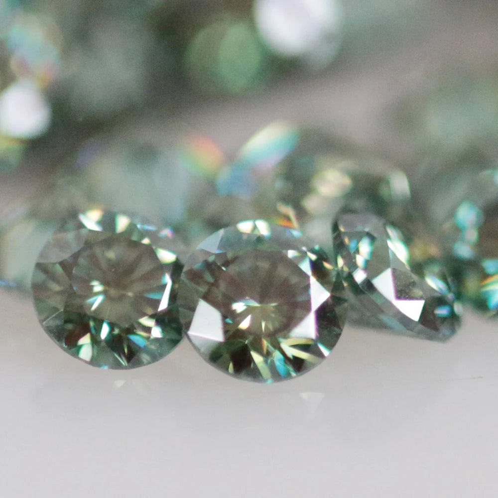 Colored Moissanite. 3mm 10Pcs. Blue, Pink, Yellow, Garnet, Green.