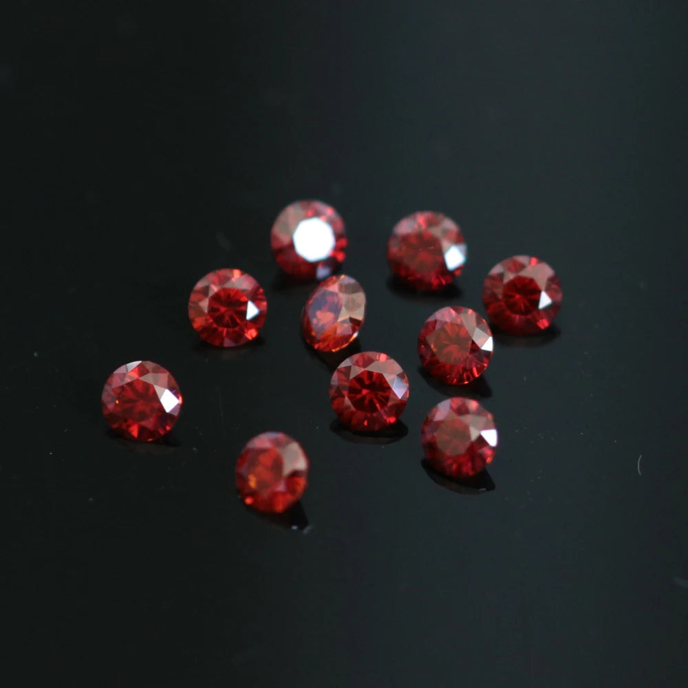 Colored Moissanite. 3mm 10Pcs. Blue, Pink, Yellow, Garnet, Green.