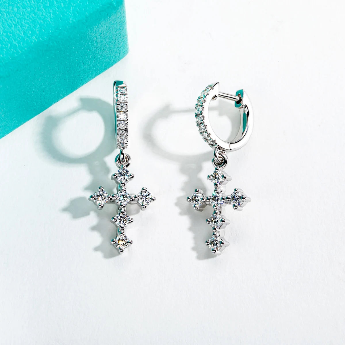 Moissanite Cross Earrings For Women