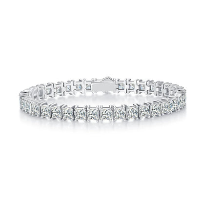 Luxurious 4x4mm Princess Cut Moissanite Tennis Bracelet.