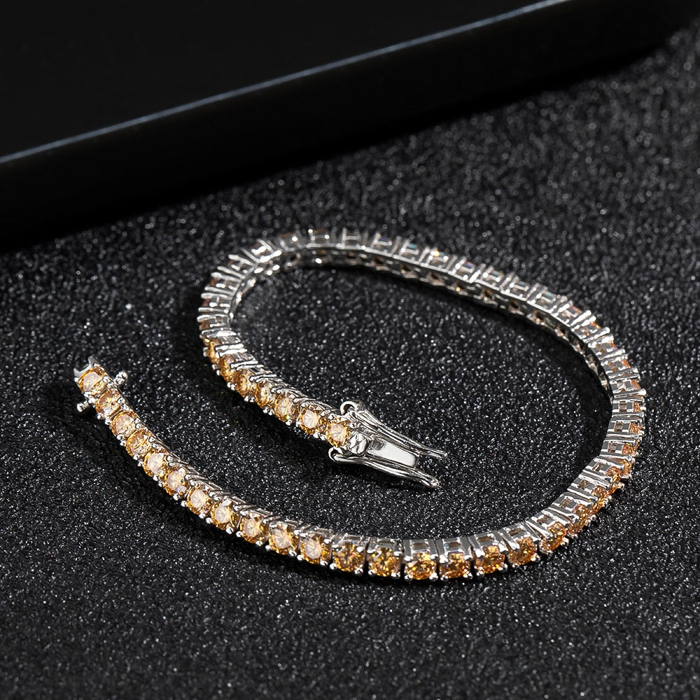 Champagne Color Genuine Moissanite Tennis Bracelet