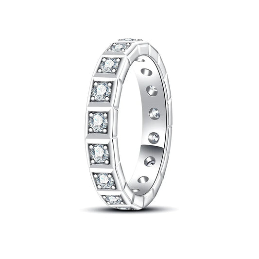 Moissanite Eternity Band Rings. 18K Gold Plated Jewelry.