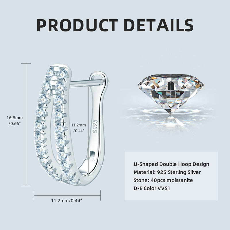 Elegant Moissanite Earrings. 1.50mm 40 pcs Genuine Moissanites.