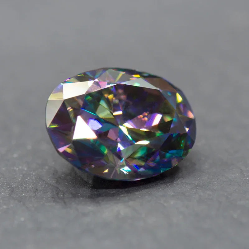 Loose Moissanite Stone. Rainbow Color. Oval Cut. 0.50 To 5.0 Carat.