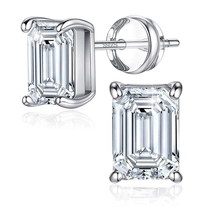 Radiant - Emerald Cut, Moissanite Stud Earrings. 2.0 Carat D VVS1.