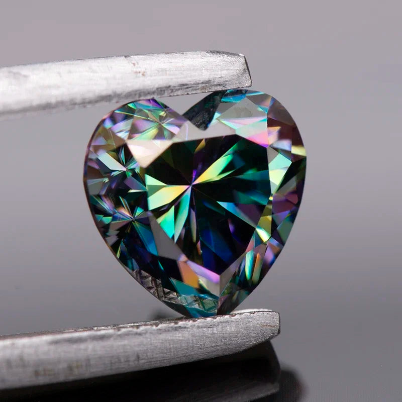 Loose Moissanite. Rainbow Color. Heart Cut. 1.0 To 4.0 Carat.