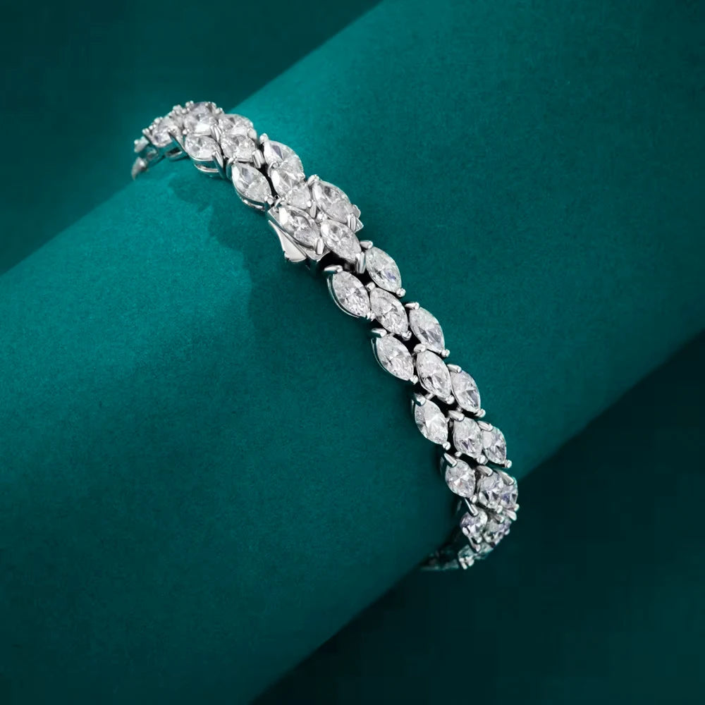 Luxurius Bracelet - Marquise Cut Full Moissanite Tennis Bracelets.
