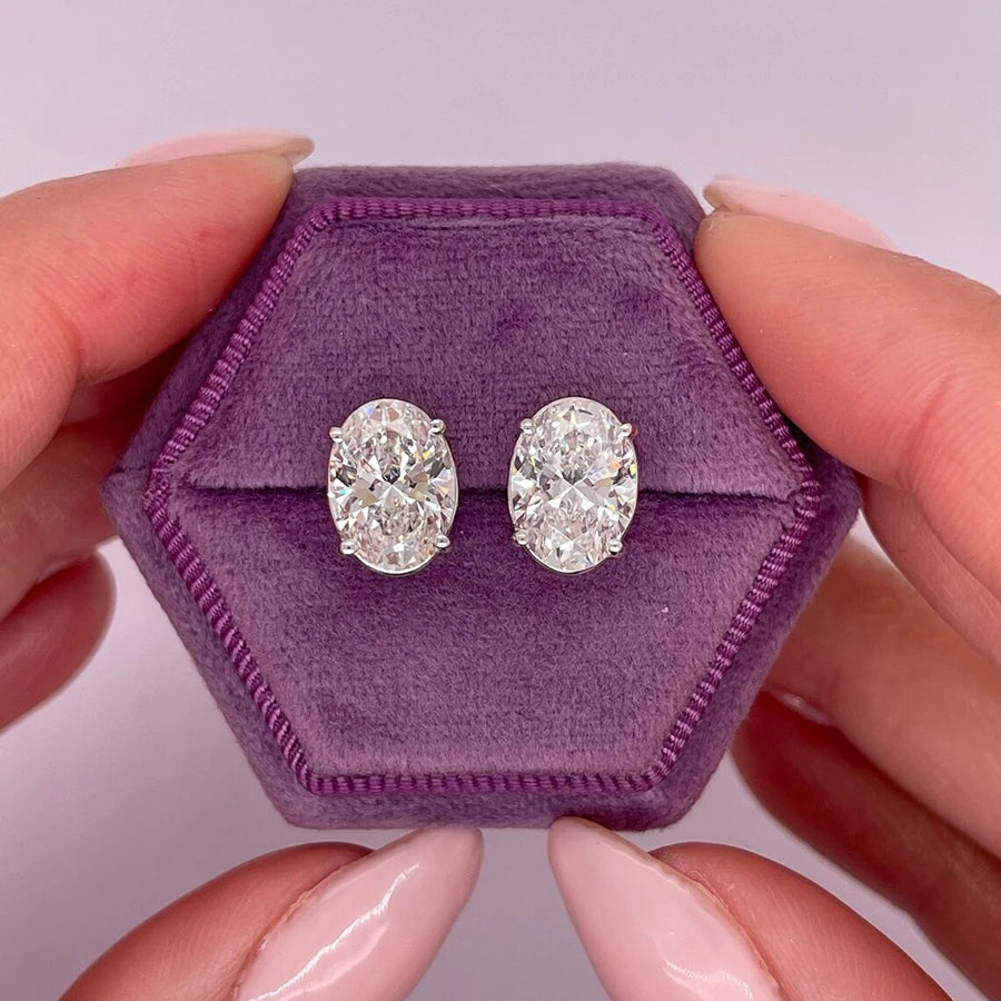 Oval Cut Diamond Earrings - Lab-Grown Diamond 0.20 To 1.0 Carat.