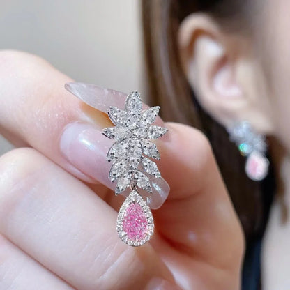 Luxury Natural Diamond Earrings. Pink Color Natural Diamonds.