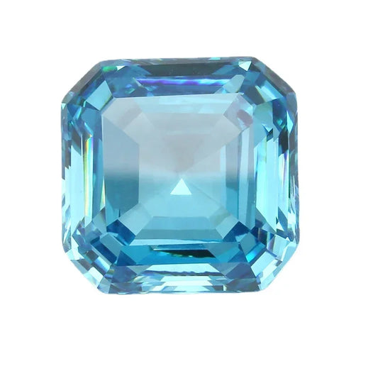 Colored Moissanite Gems. Aquamarine Color. Asscher Cut. 1.0 To 5.0 Carat.