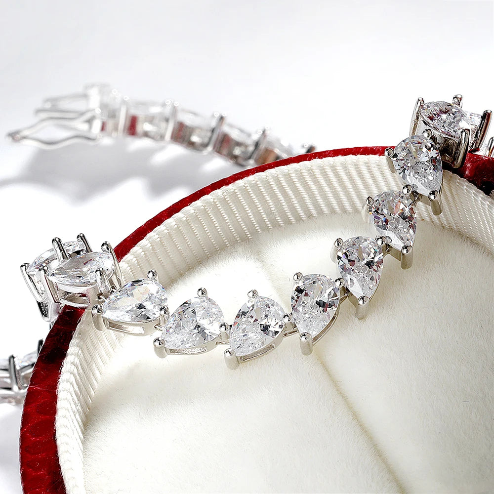 Buy a Moissanite Tennis Bracelet. 4*6mm Pear Cut Moissanite.