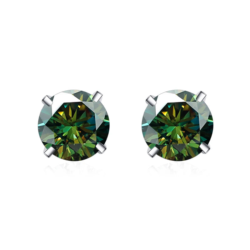 Shop Colored Moissanite Stud Earrings. 1.0 / 2.0 Carat. 18K Gold Plated Silver.