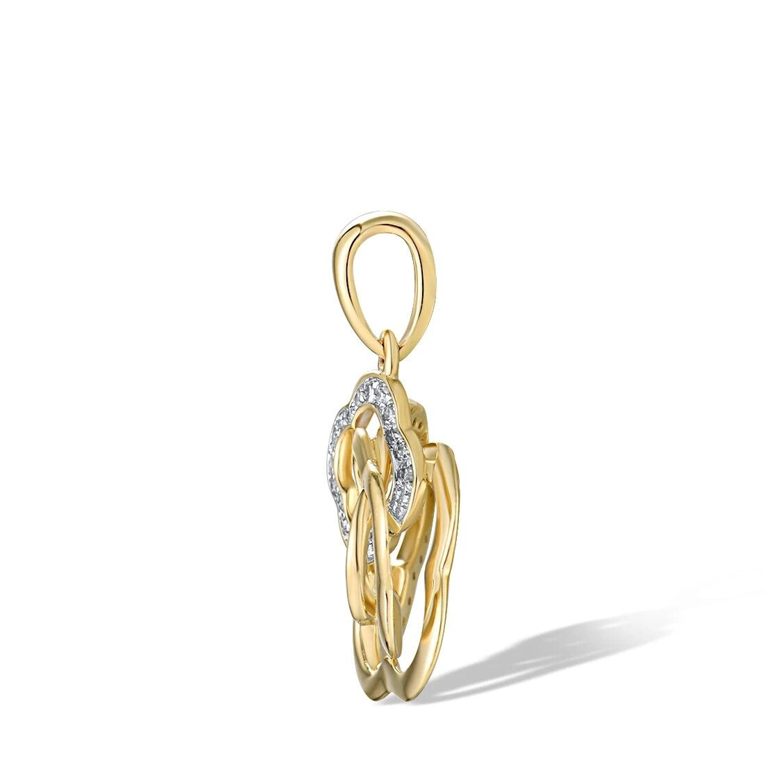 Elegant Natural Diamond Pendant. 14K Yellow Gold.