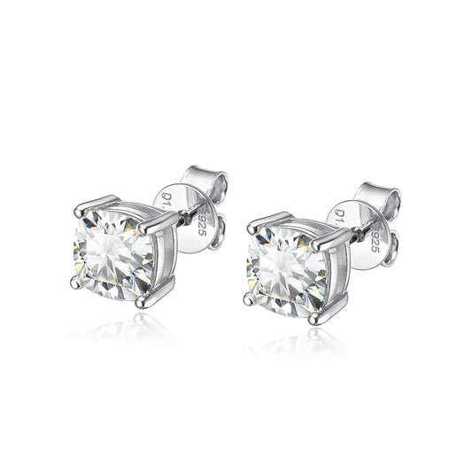 Shop Cushion Cut Moissanite Stud Earrings. 2.0 Carat. D VVS1.