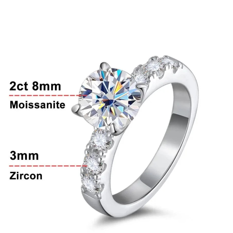 Moissanite Engagement Rings. 2.0 Carat D VVS1. With Certificate.