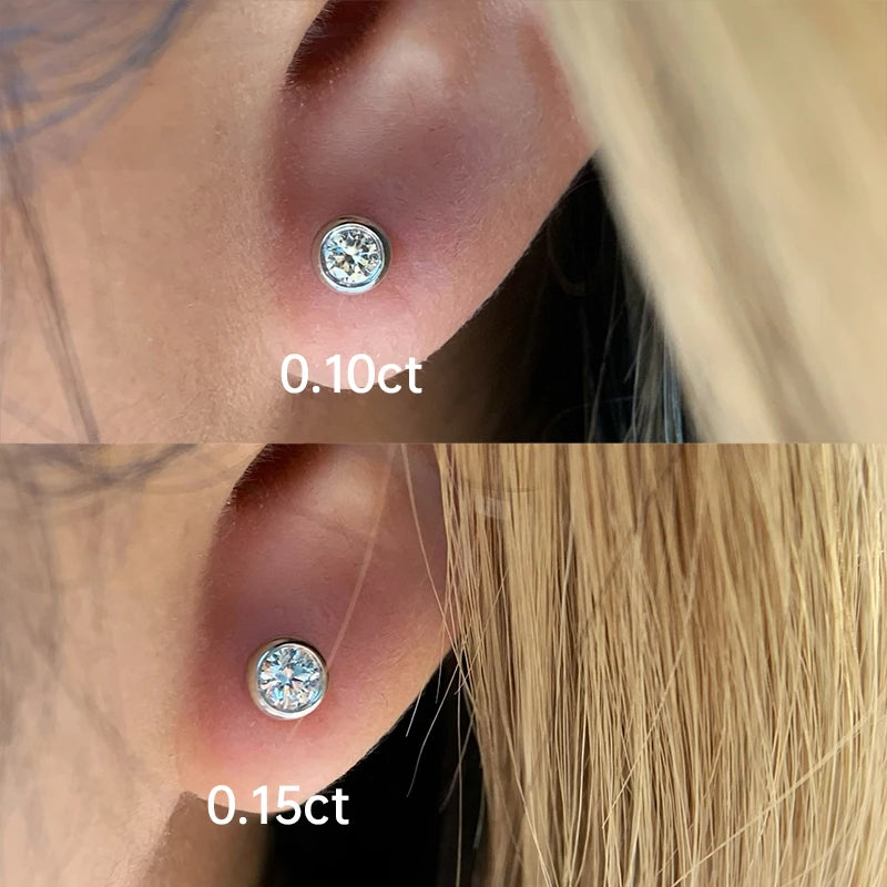 Classic Round Shape Stud Earrings with Real Diamonds.