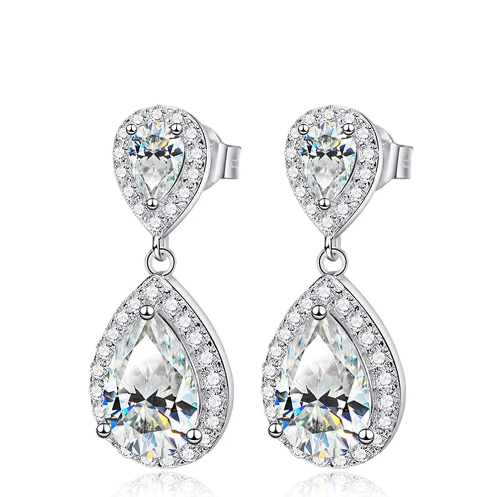 Women's D Color 4.17 Carat Moissanite Pear Cut Earrings