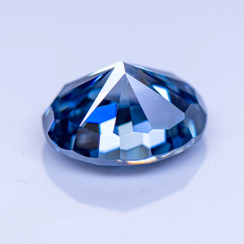 Loose Moissanite Stone. Royal Blue Color. Oval Cut. 1.0 To 5.0 Carat.