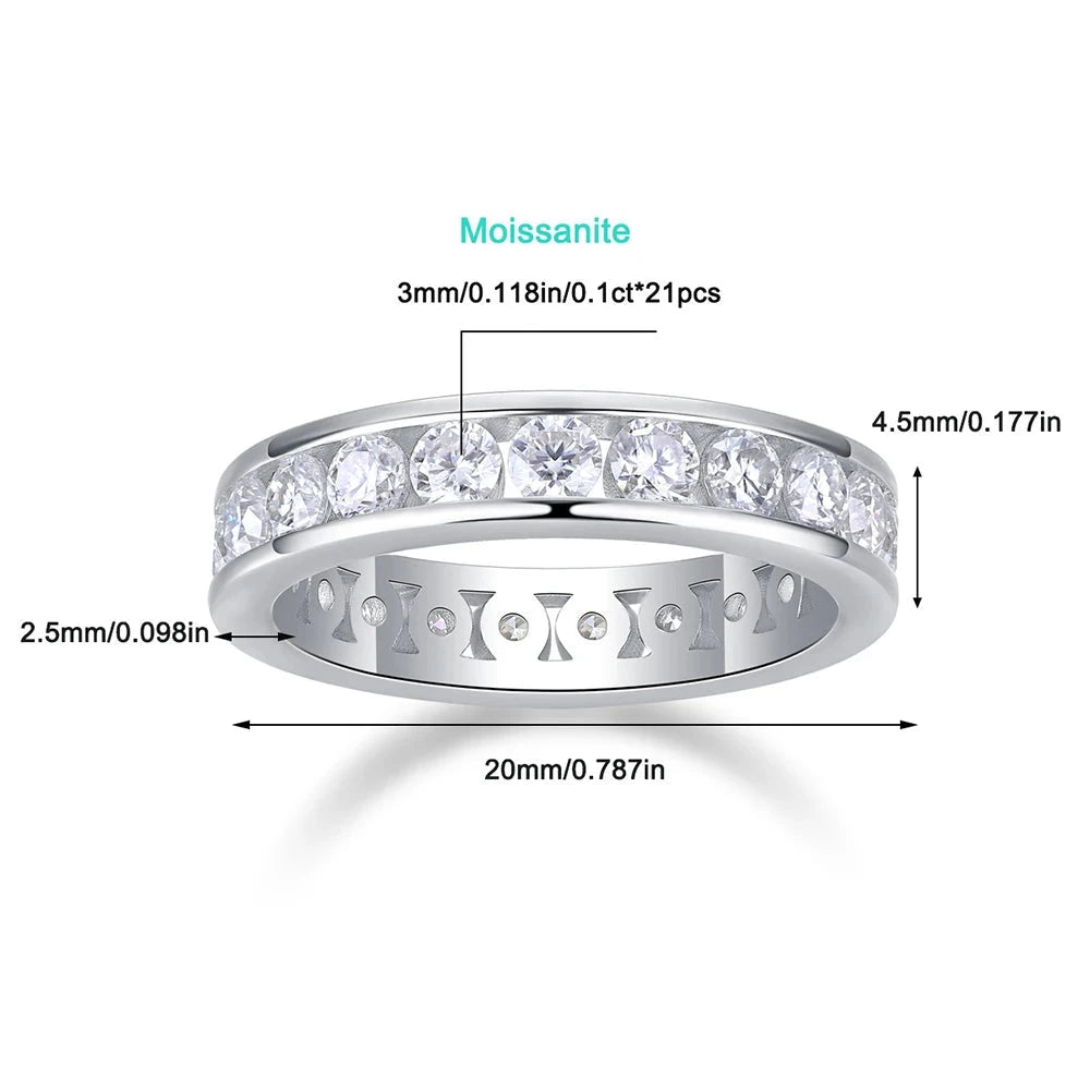 Real Moissanite Tennis Rings - D Color 3mm 4mm