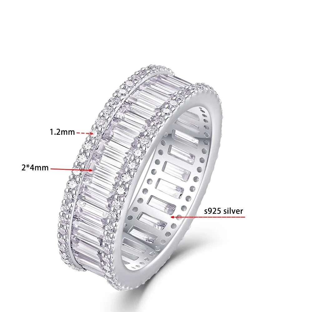 Luxury Emerald Cut Moissanite Eternity Rings.