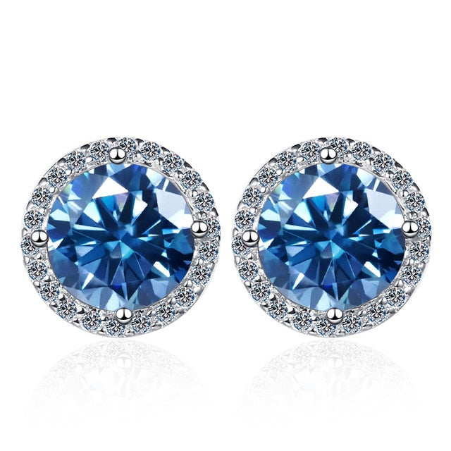 Blue moissanite earrings