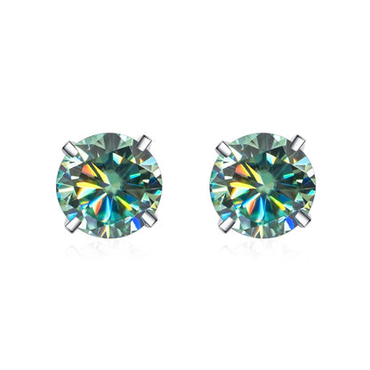 Shop Colored Moissanite Stud Earrings. 1.0 / 2.0 Carat. 18K Gold Plated Silver.