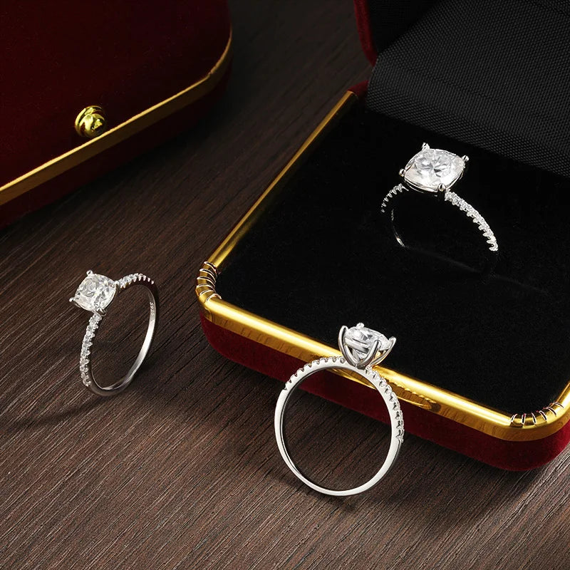 Cushion Moissanite Engagement Rings for Women. 1.0 To 3.0 Carat.