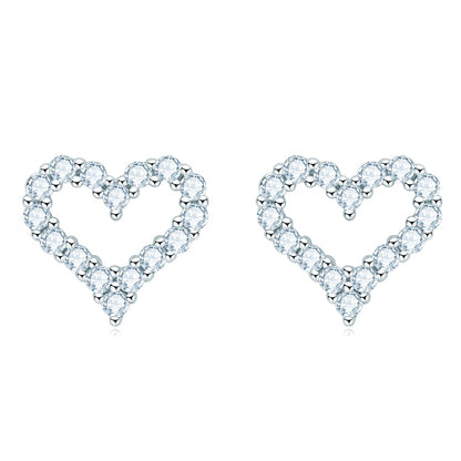 Heart Shape Jewelry Set. Moissanite Stud Earrings and Necklace