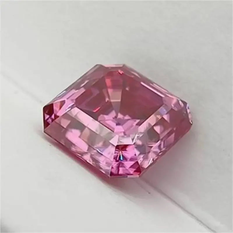 Colored Moissanite Gems. Pink Color. Asscher Cut. 1.0 To 5.0 Carat.