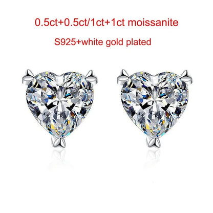 Moissanite Earrings. Heart Cut Genuine Moissanite. 1.0 - 2.0 Carat.