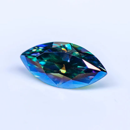 Moissanite Gemstone. Rainbow Green Color. Marquise Cut. 0.10 To 1.0 Carat.