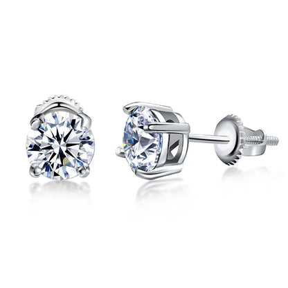 Moissanite Stud Earrings. 0.30 to 2 Carat. Blue Green Genuine Moissanite Diamond.