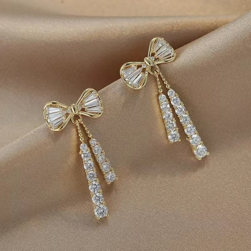 Genuine Moissanite Earrings. Elegant Gold Plated Silver Earrings.