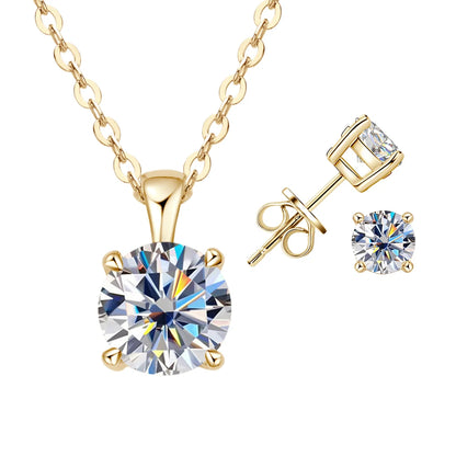 Moissanite Jewelry Set. Earrings - Pendant Necklace.