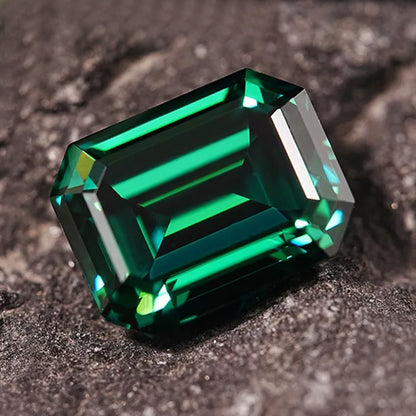 Green Emerald Cut. Loose Moissanite Gemstones. 0.50ct To 10.0 Carat.