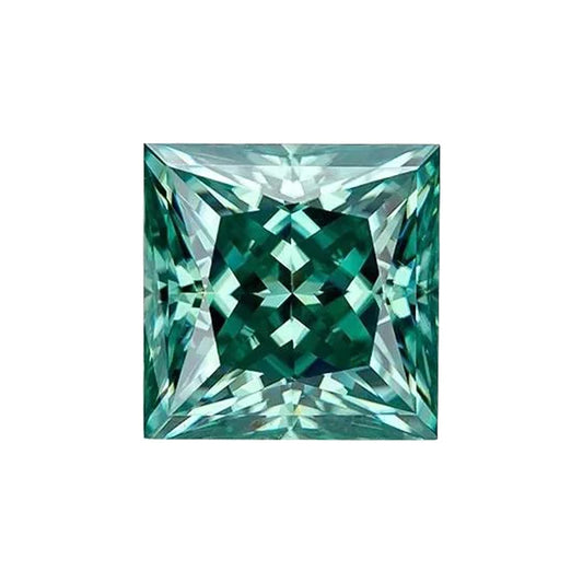 Moissanite Stone. Emerald Green Color. Princess Cut. 1.0 To 5.0 carat.