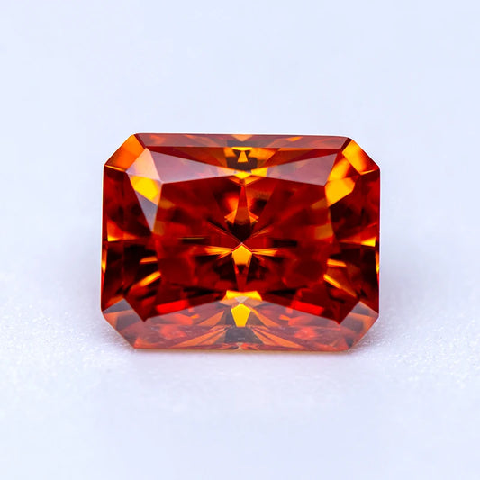Loose Moissanite Stone. Orange Color. Radiant Cut. 0.50 To 5.0 Carat.