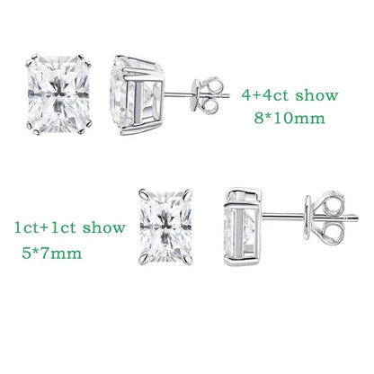 Moissanite Earrings. 2.0 To 8.0 Carat. Radiant, Princess, Pear Cut.