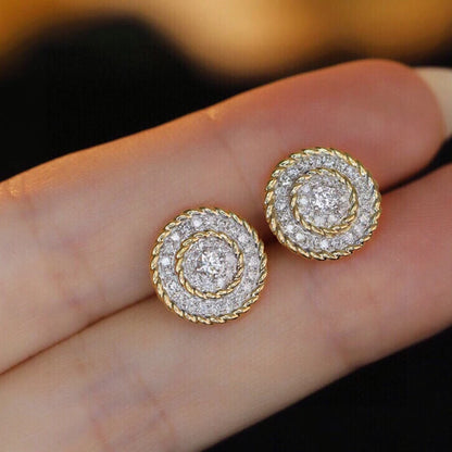 18K Yellow Gold Diamond Stud Earrings 0.56ct.