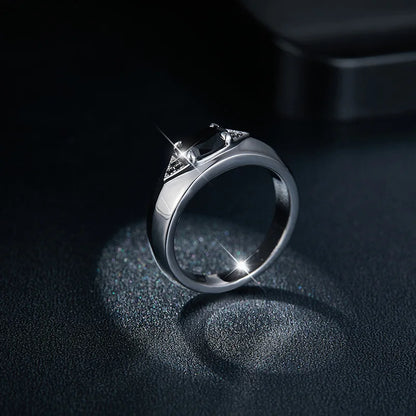 Men's 1.0 Carat Black Oval Moissanite Ring - Unique Design.