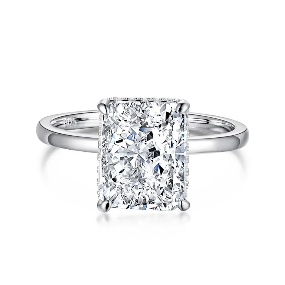 Buy Online Moissanite Engagement Rings. 4.0 Carat. D VVS1. Radiant Cut.