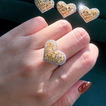 Heart Shape yellow diamond ring