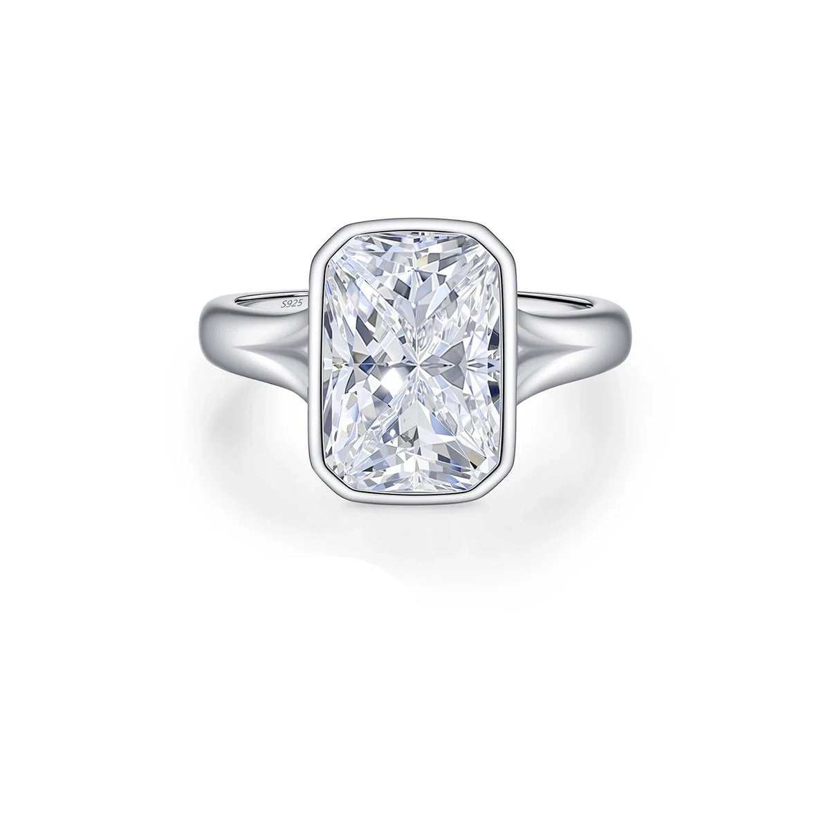 4.50CT D Color Rectangular Moissanite Solitaire Ring in 925 Silver